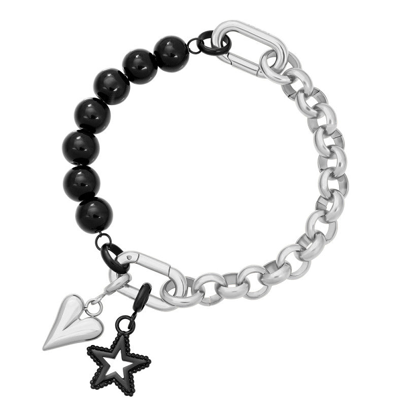 1- Samengestelde armband Eden zilver/zwart