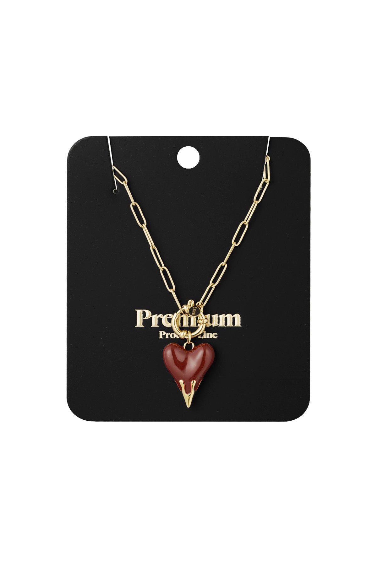 Goudkleurige Hart in Vuur ketting