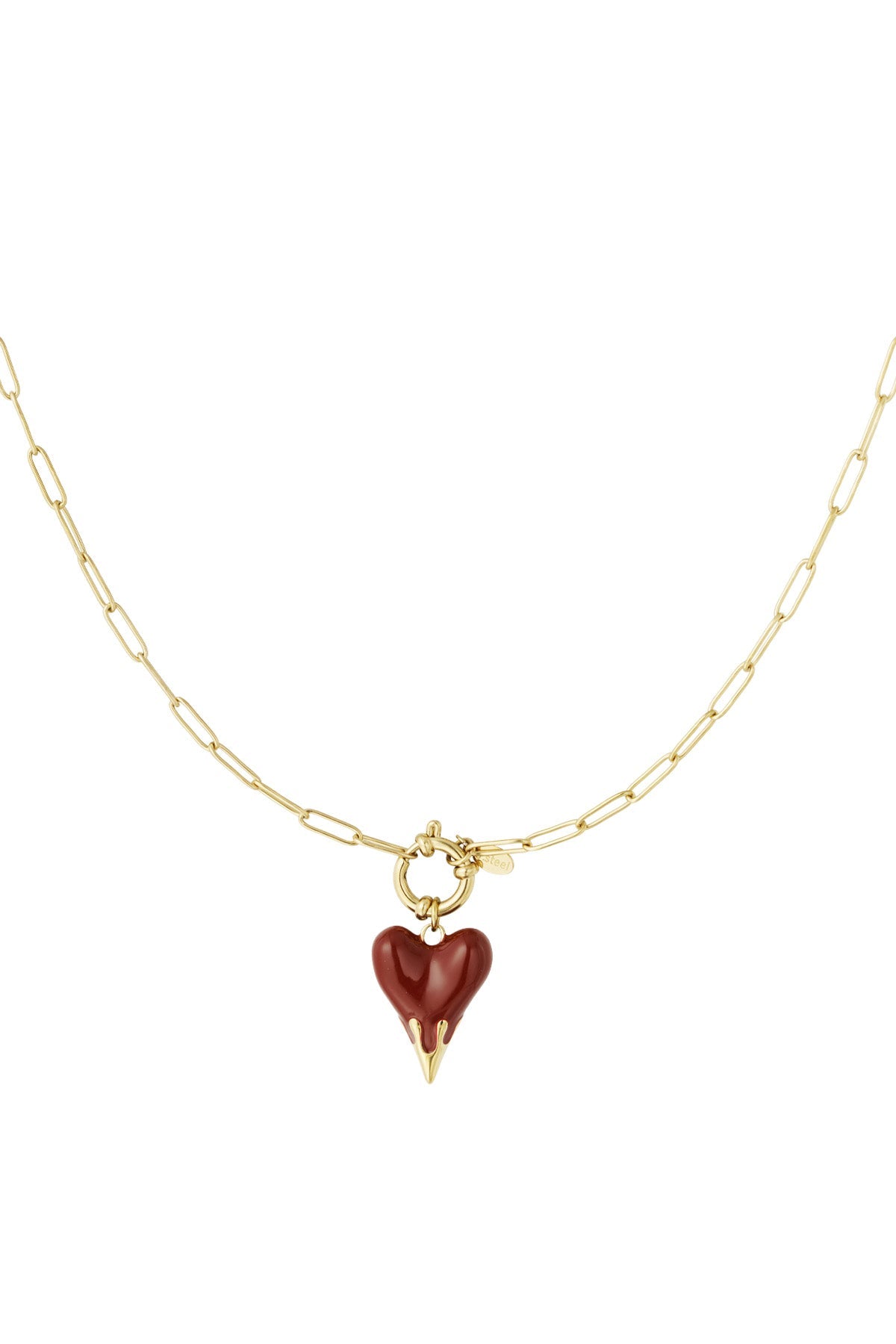 Goudkleurige Hart in Vuur ketting