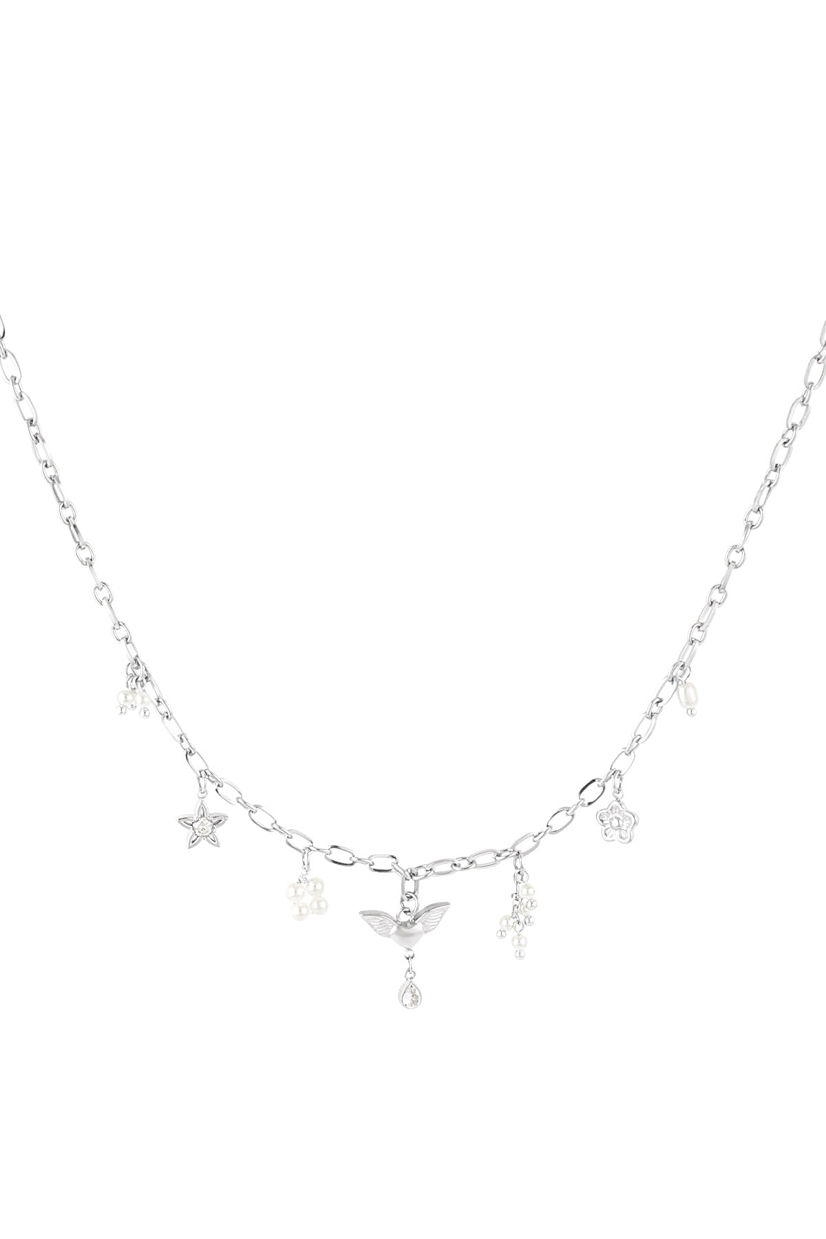 Zilverkleurige engel bedelketting