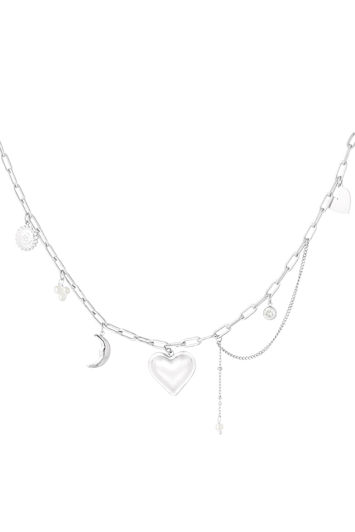 zilverkleurige Amore more bedelketting