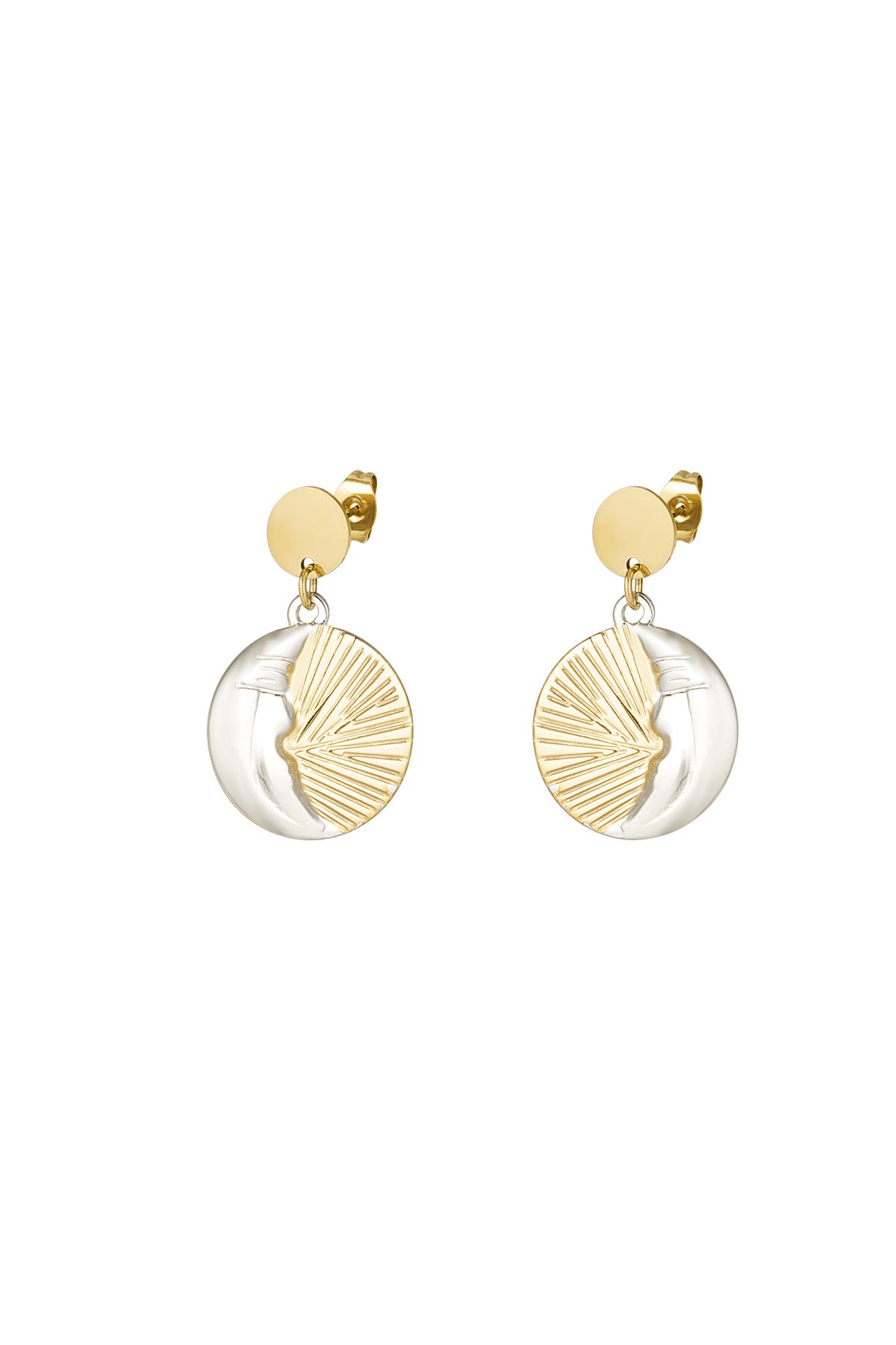 Goud en Zilverkleurige Moonrise oorbellen