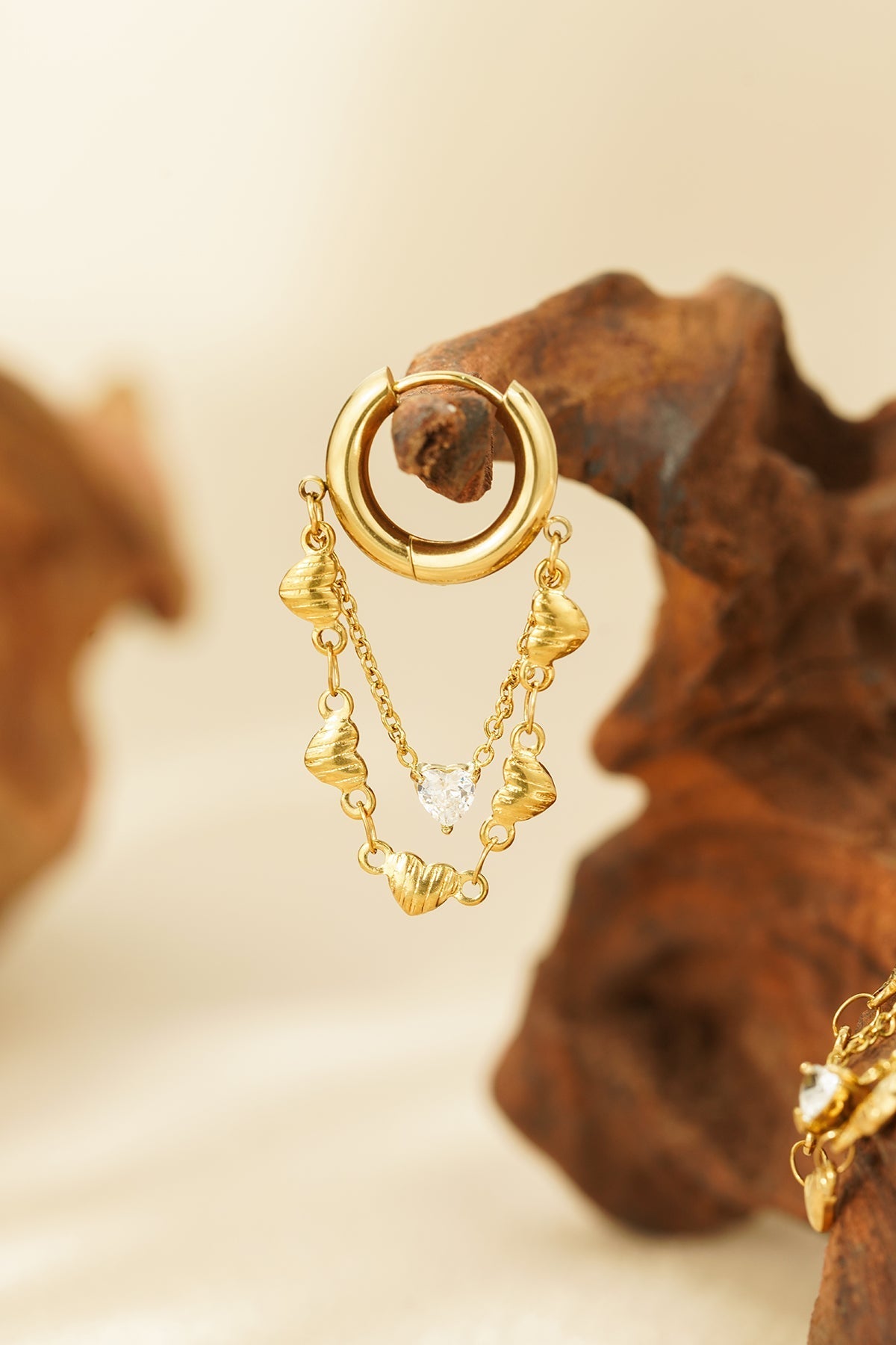 Zilverkleurige harten ketting oorbellen