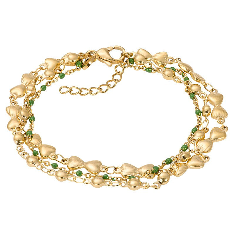 Armband Botswana (green beads) 17+3cm