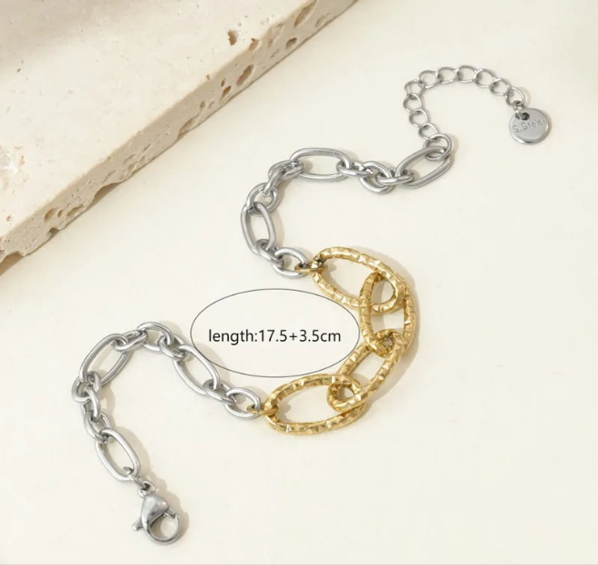 1 Armband goud met zilveren schakels