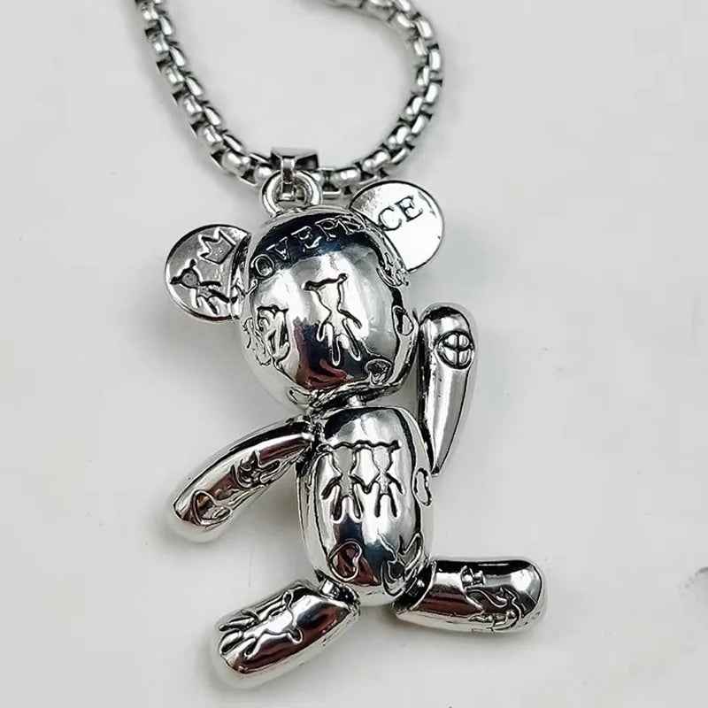 Ketting Graffitibeer zilverkleur