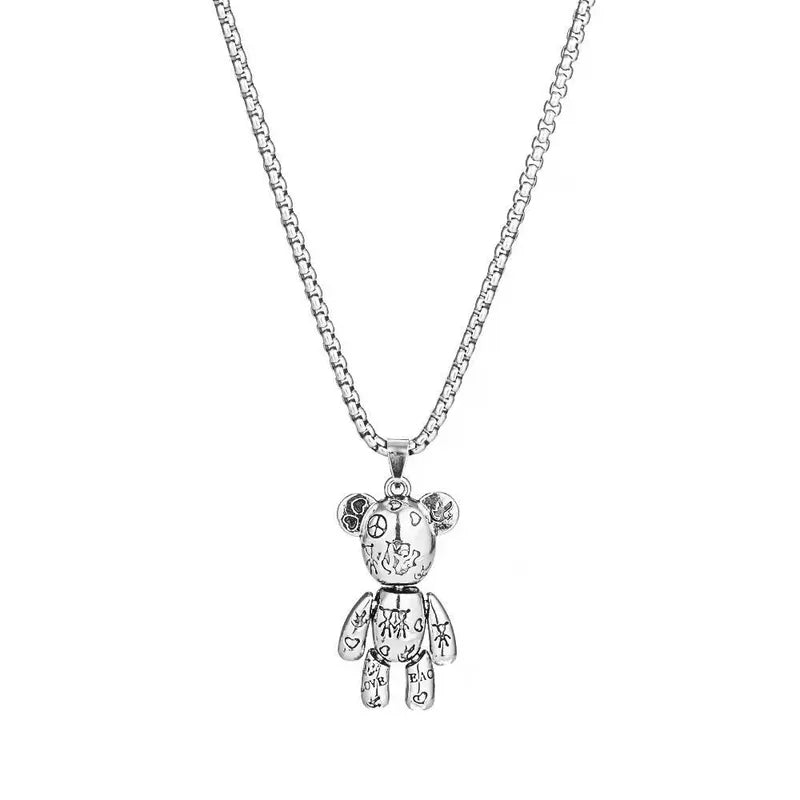 Ketting Graffitibeer zilverkleur