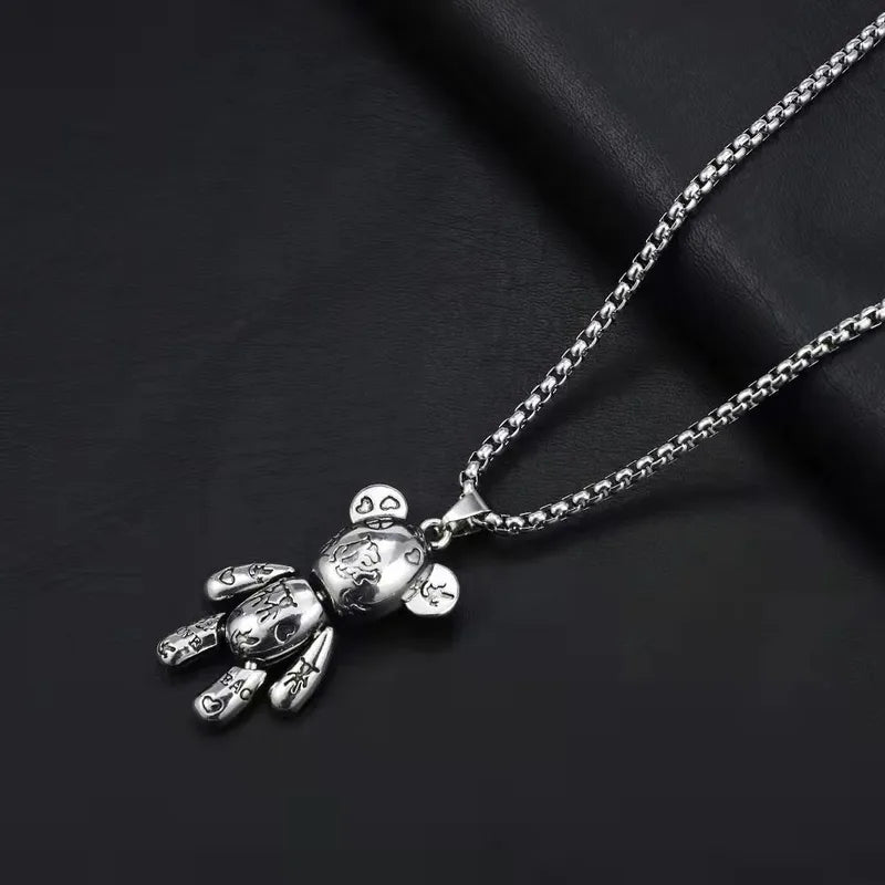 Ketting Graffitibeer zilverkleur