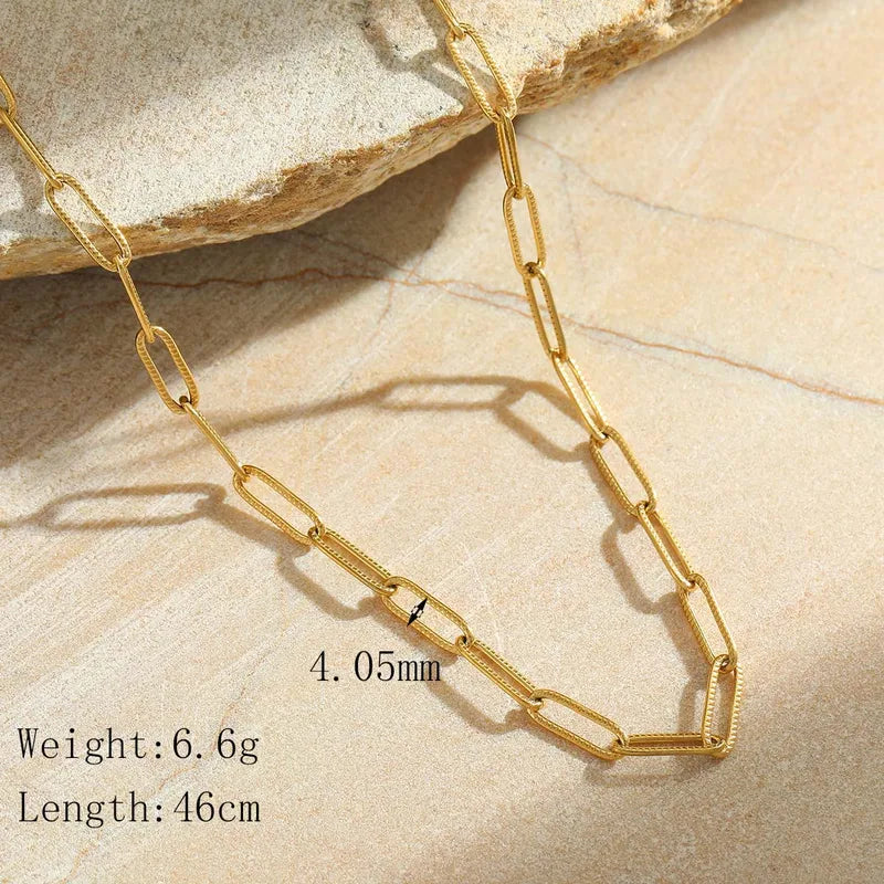 Ketting met bewerkte schakels Goudkleurig