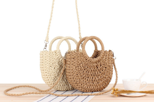 kleine crossbody stro handtas camel