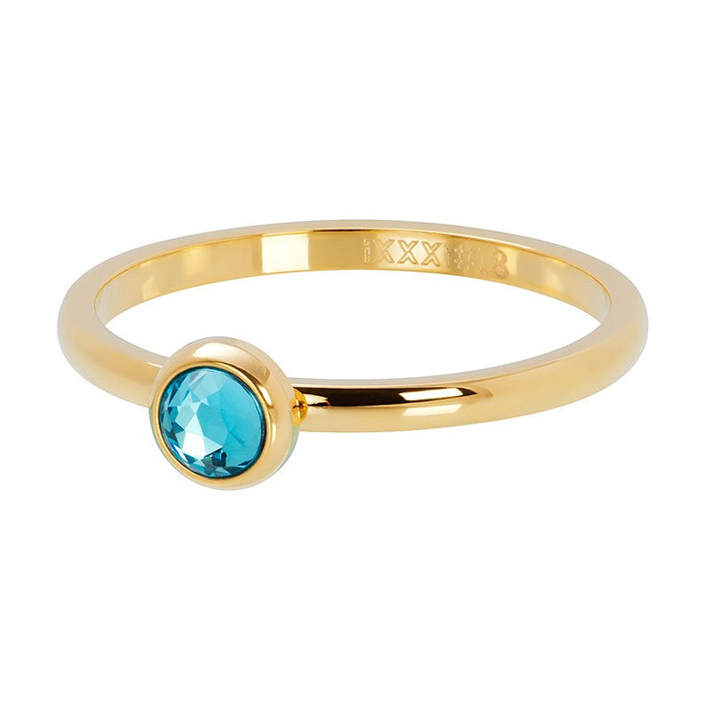 1 Zirconia Water Blue 2mm Goud ring iXXXi Jewelry