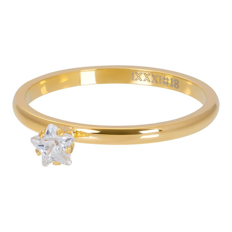 ring Star Crystal Stone 2mm Goud Jewelry