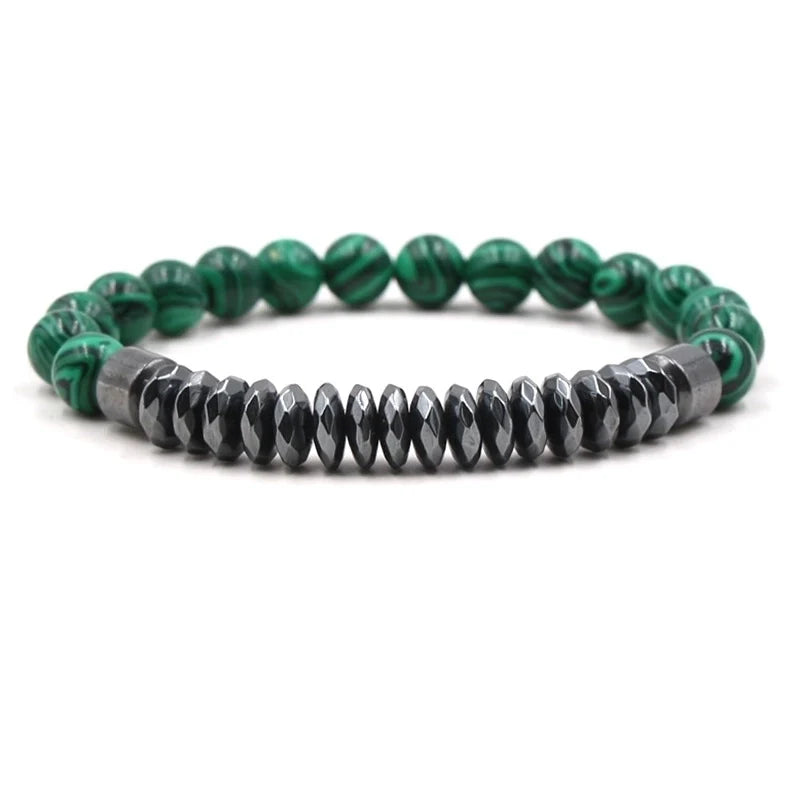 natuursteen armband malachiet met hematiet