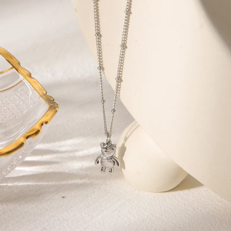 Beertje met ketting zilver