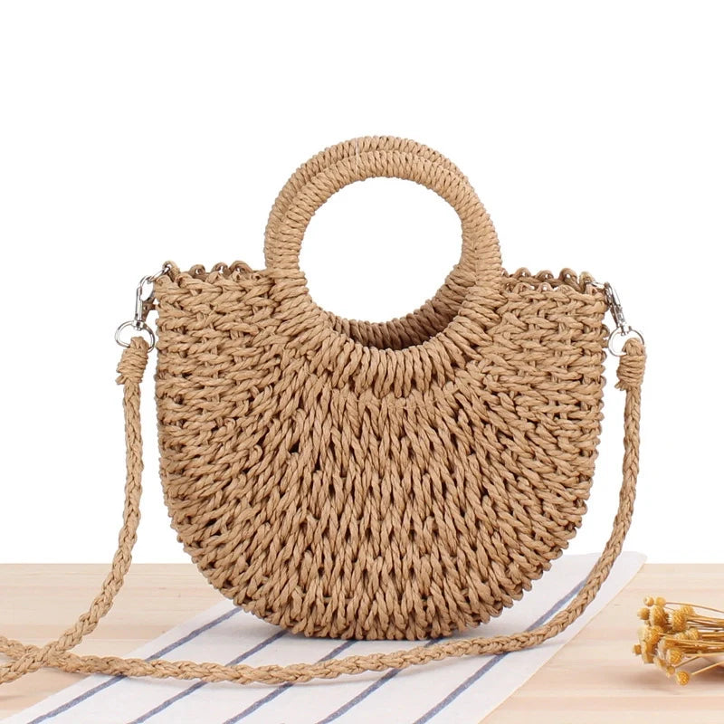 kleine crossbody stro handtas camel