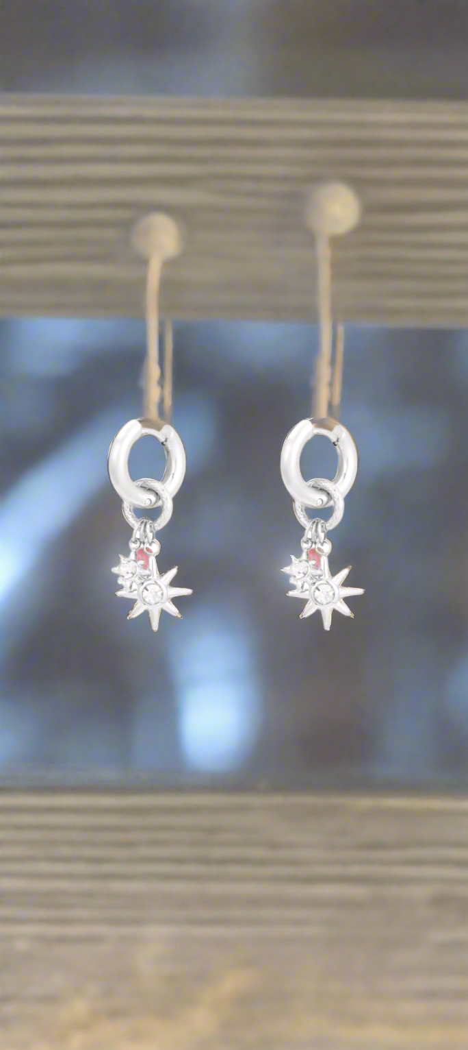 zilverkleurige roze Starlight oorbellen