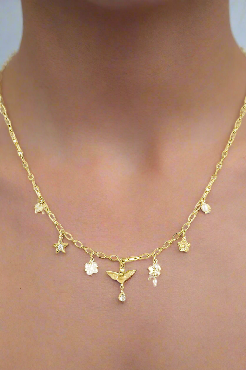 Goudkleurige engel bedelketting