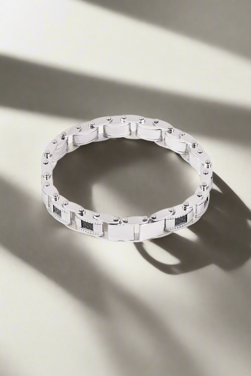 Casual herenarmband - zwart/zilverkleur