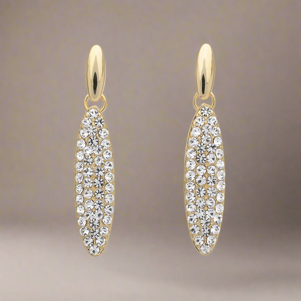 Goudkleurige fantasie oorbellen met strass- steentjes Bejewels