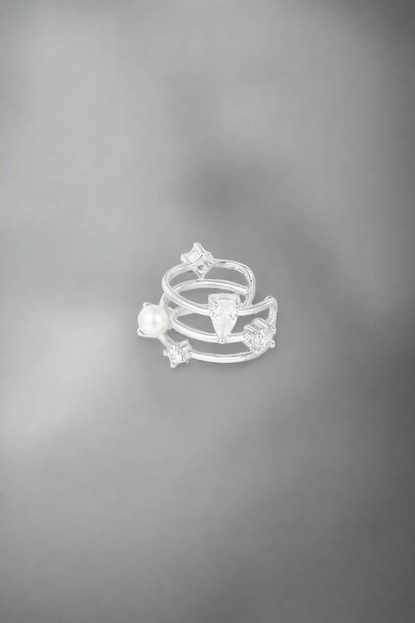 zilverkleur earcuf parel glans