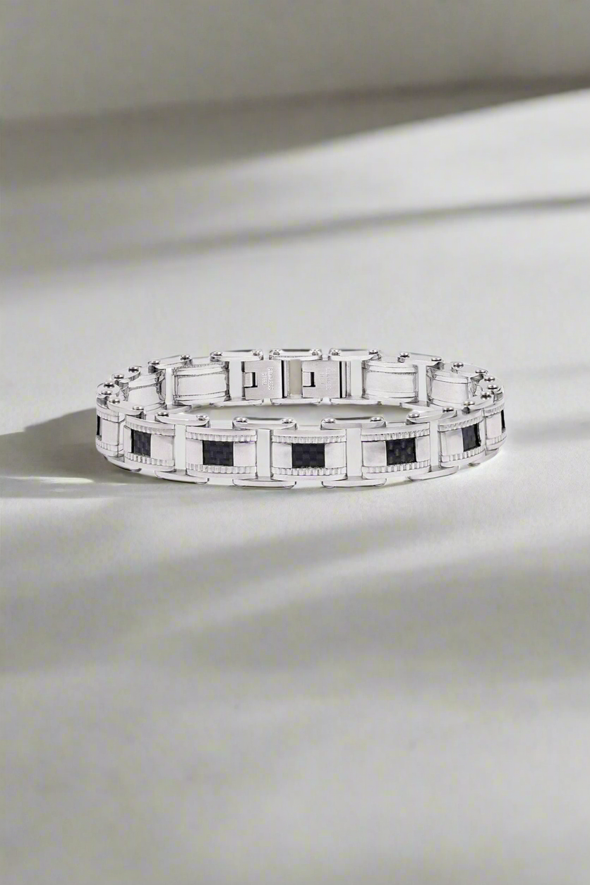 Casual herenarmband - zwart/zilverkleur