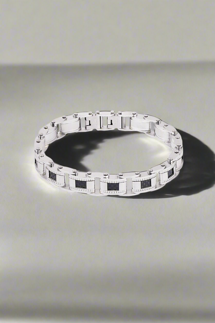 Casual herenarmband - zwart/zilverkleur