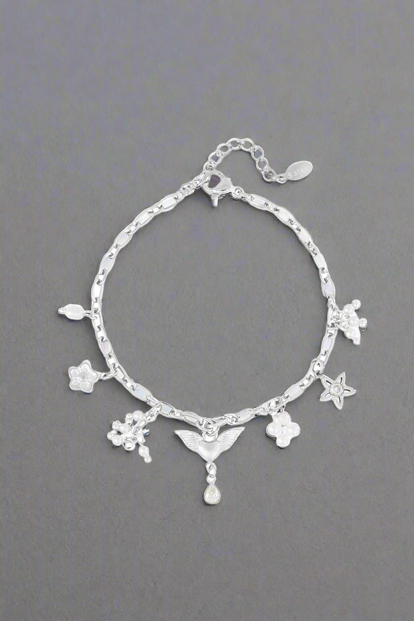 Zilverkleurige engel bedelarmband