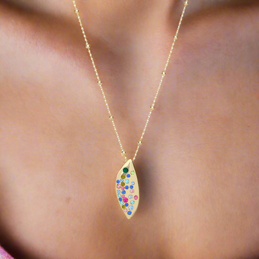 Goudkleurige multicolor ketting BEjewels