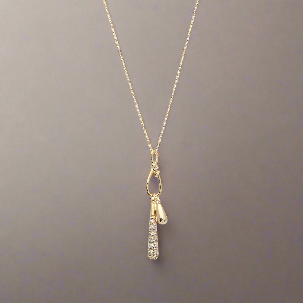 Goudkleurige druppels met strass-steentjes BEjewels