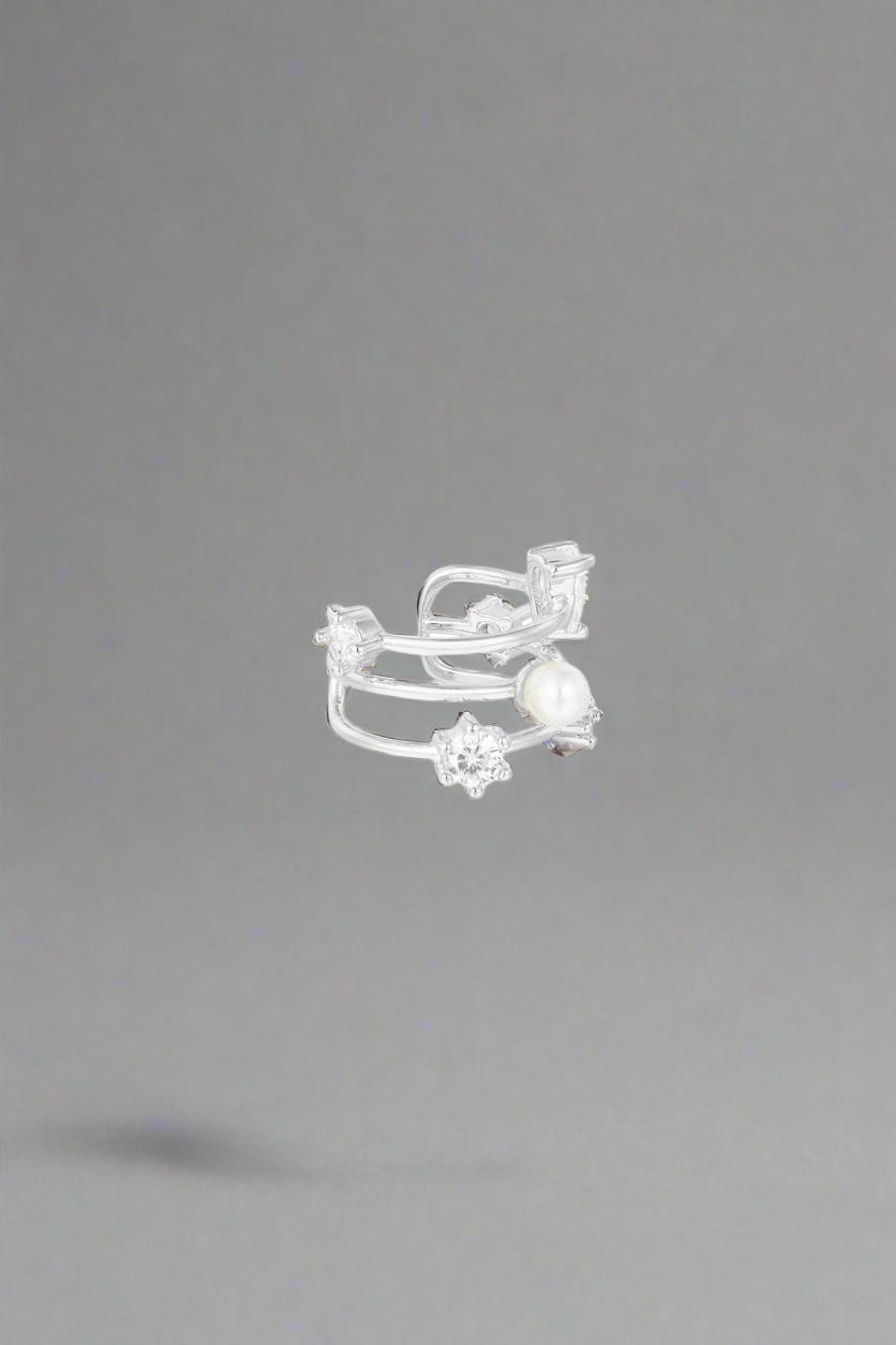zilverkleur earcuf parel glans