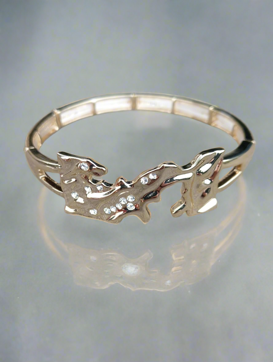 Elastische Goudkleurige fantasie armband BEjewels