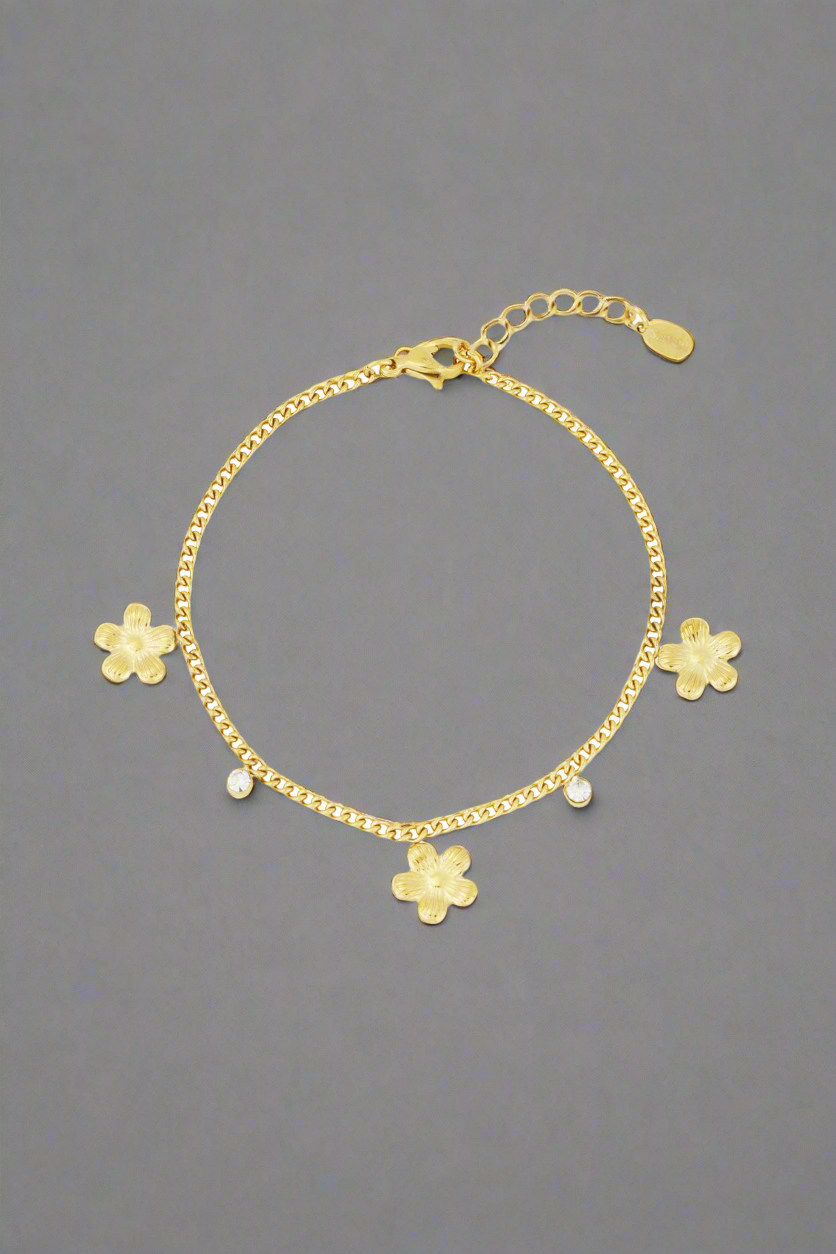 Goudkleurige Glinsterende bloemenarmband