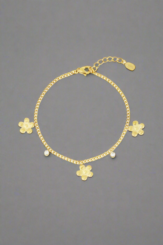 Goudkleurige Glinsterende bloemenarmband