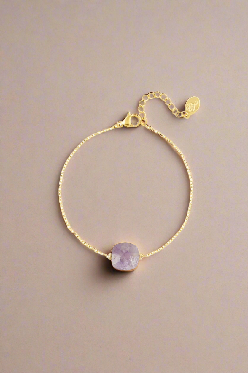 goudkleurige Amethist armband