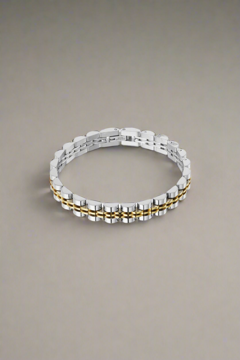 Mooie schakelarmband - Goud / Zilver / Zilver - Goud