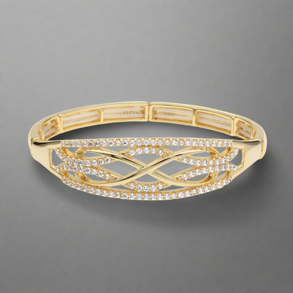 Goudkleurige elastische sparkle armband BE jewels