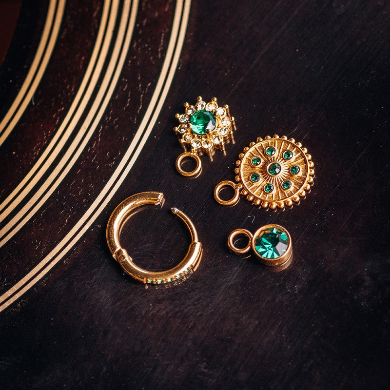 Oorring Bedels Midnight Emerald Goud ixxxi jewelry