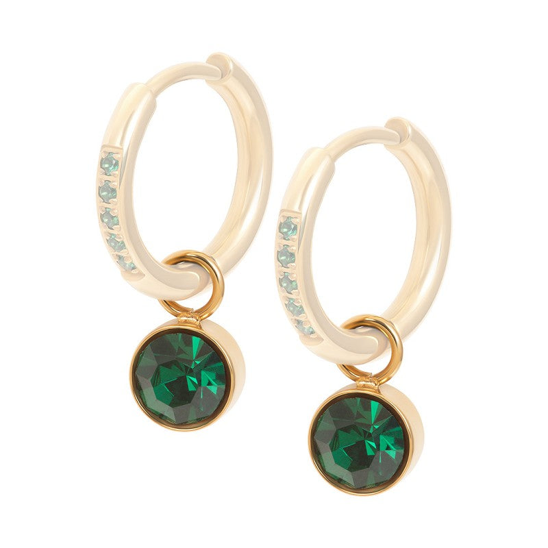 Oorring Bedels Stone Emerald Goud ixxxi jewelry