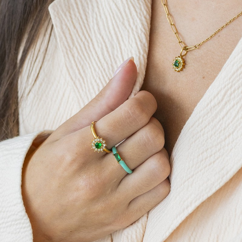 Fame Lucia Small Ring Emerald Goud iXXXi