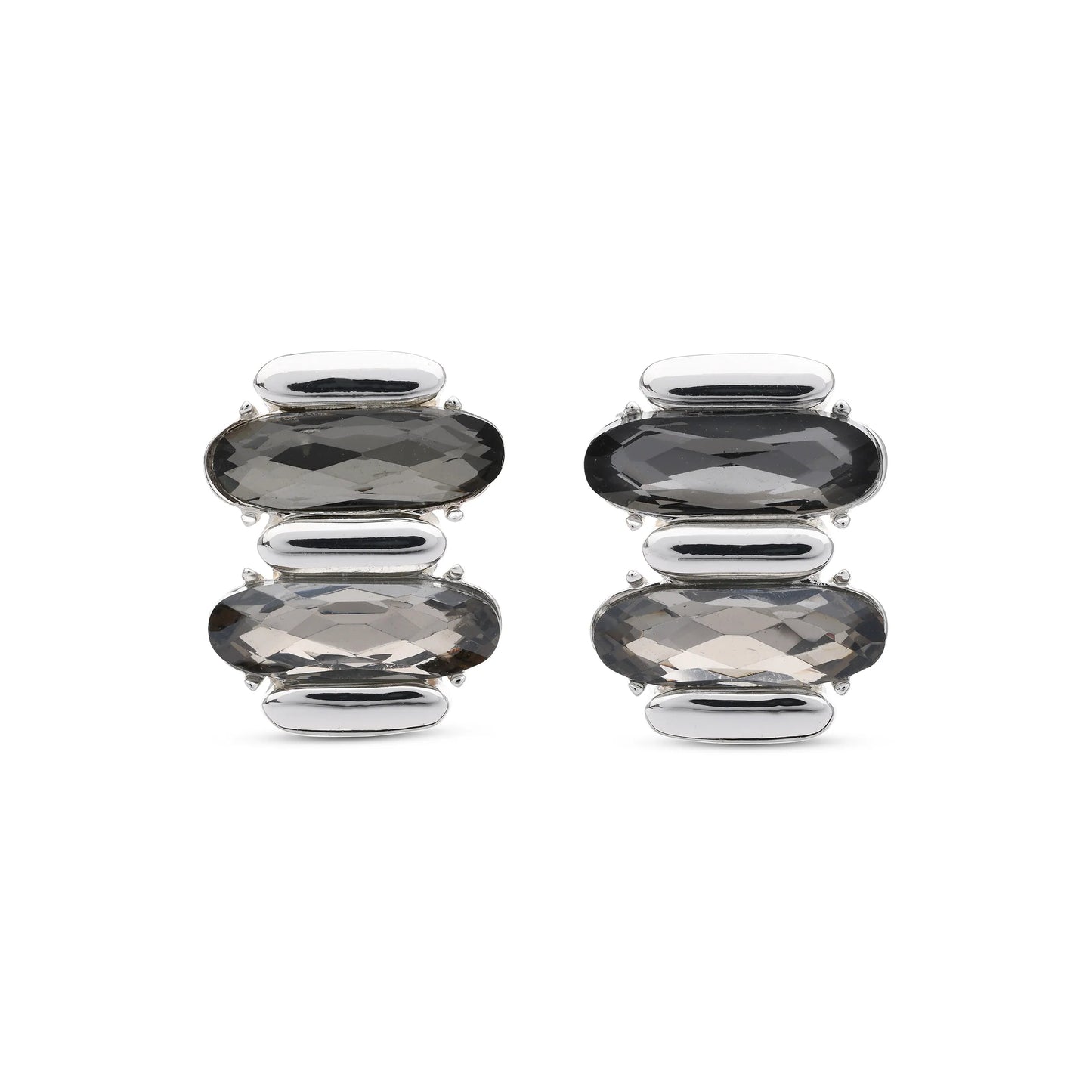 Zwart grijze kristallen oorbellen BEjewels