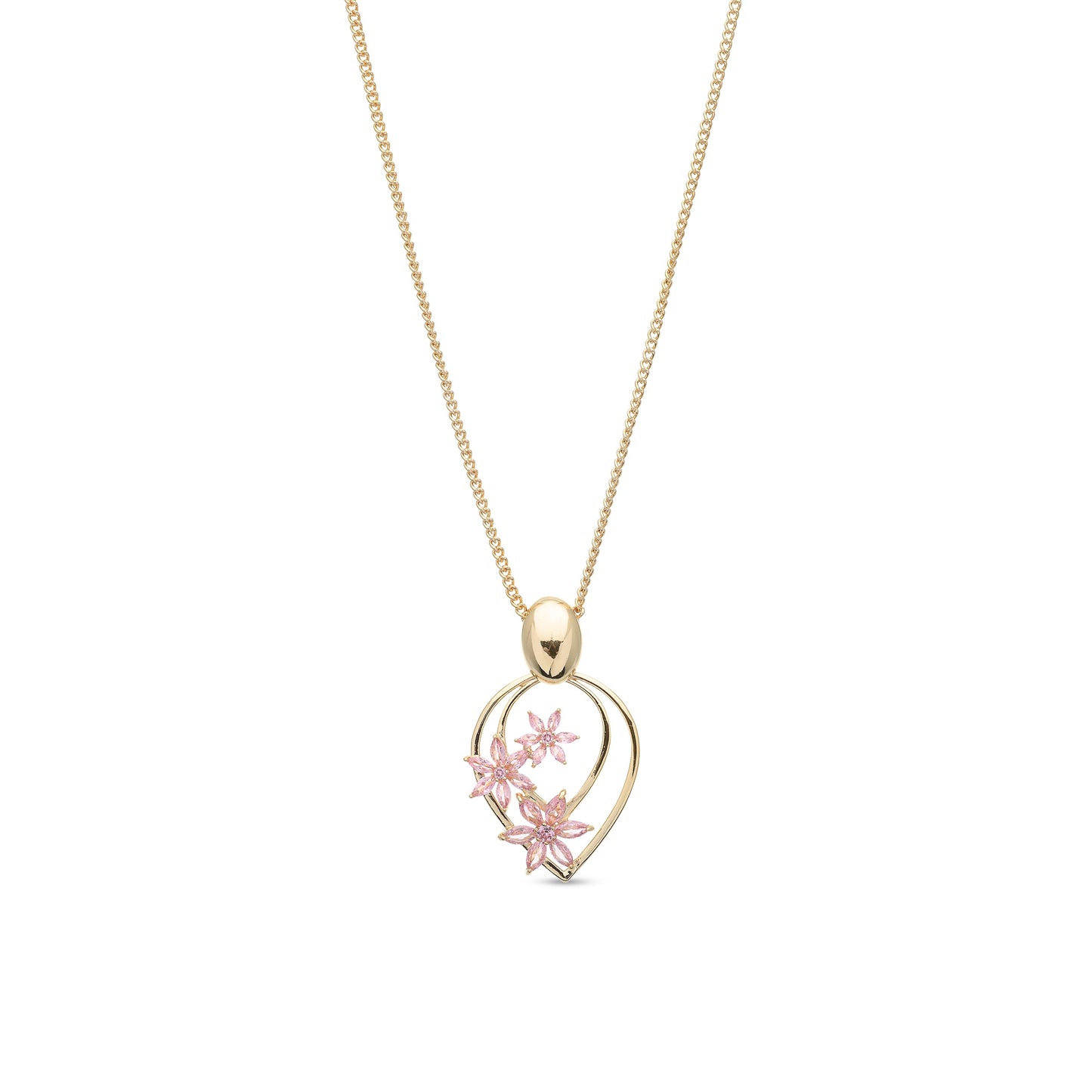 Goudkleurige Ketting roze kristal BE juwels