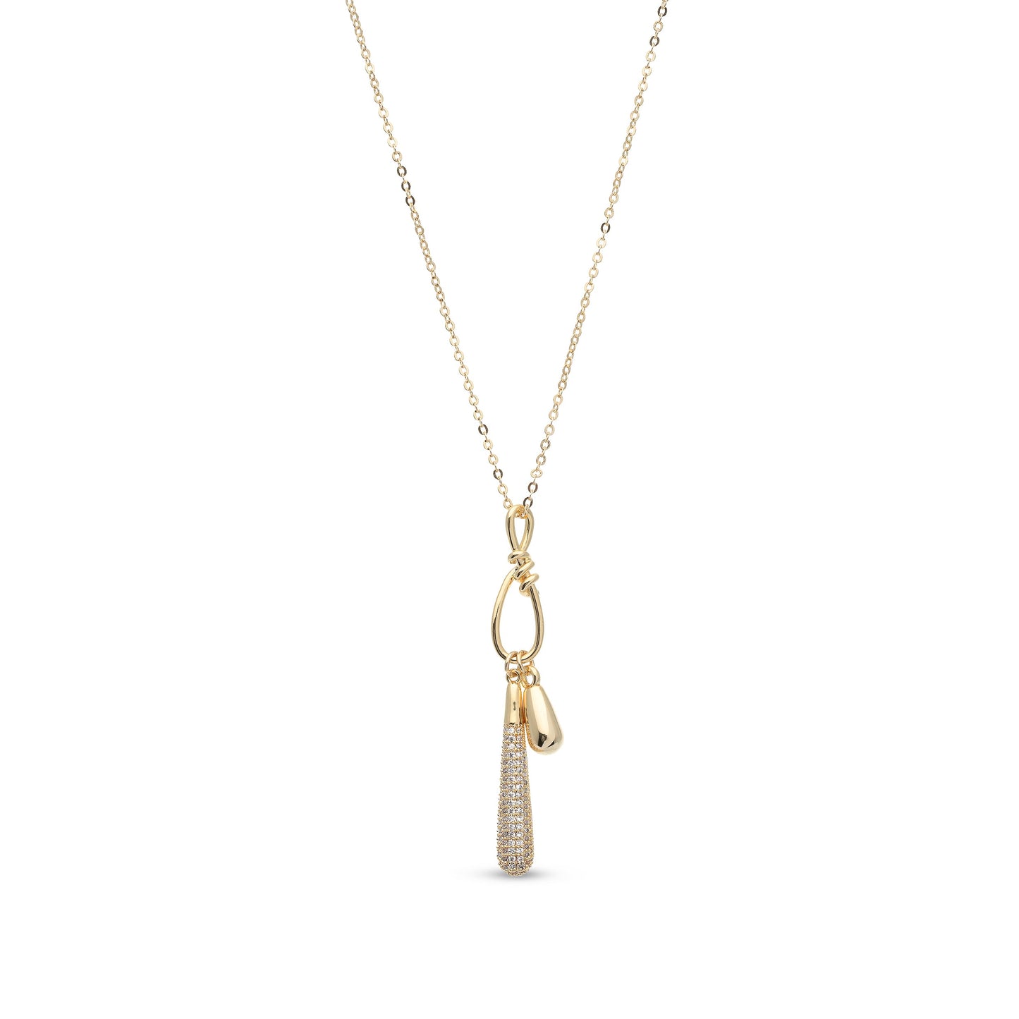Goudkleurige druppels met strass-steentjes BEjewels