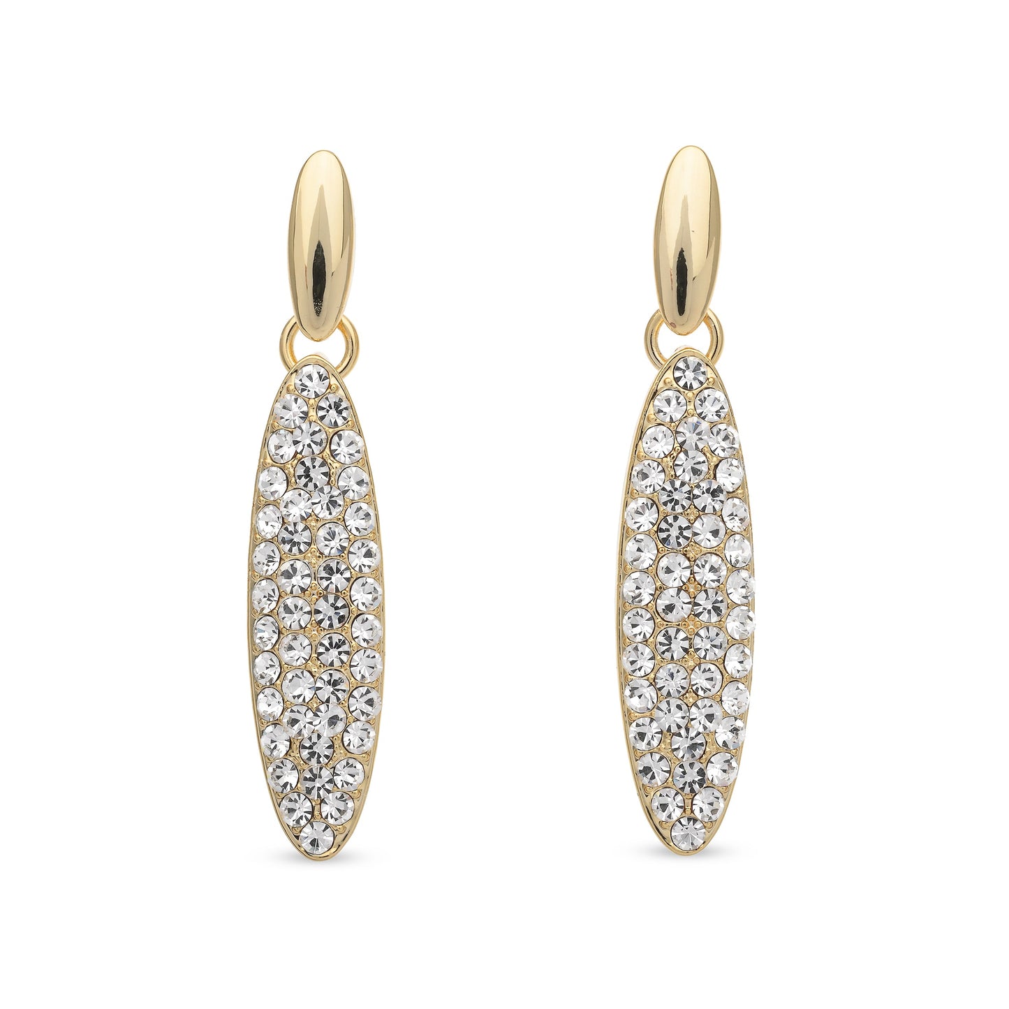 Goudkleurige fantasie oorbellen met strass- steentjes Bejewels