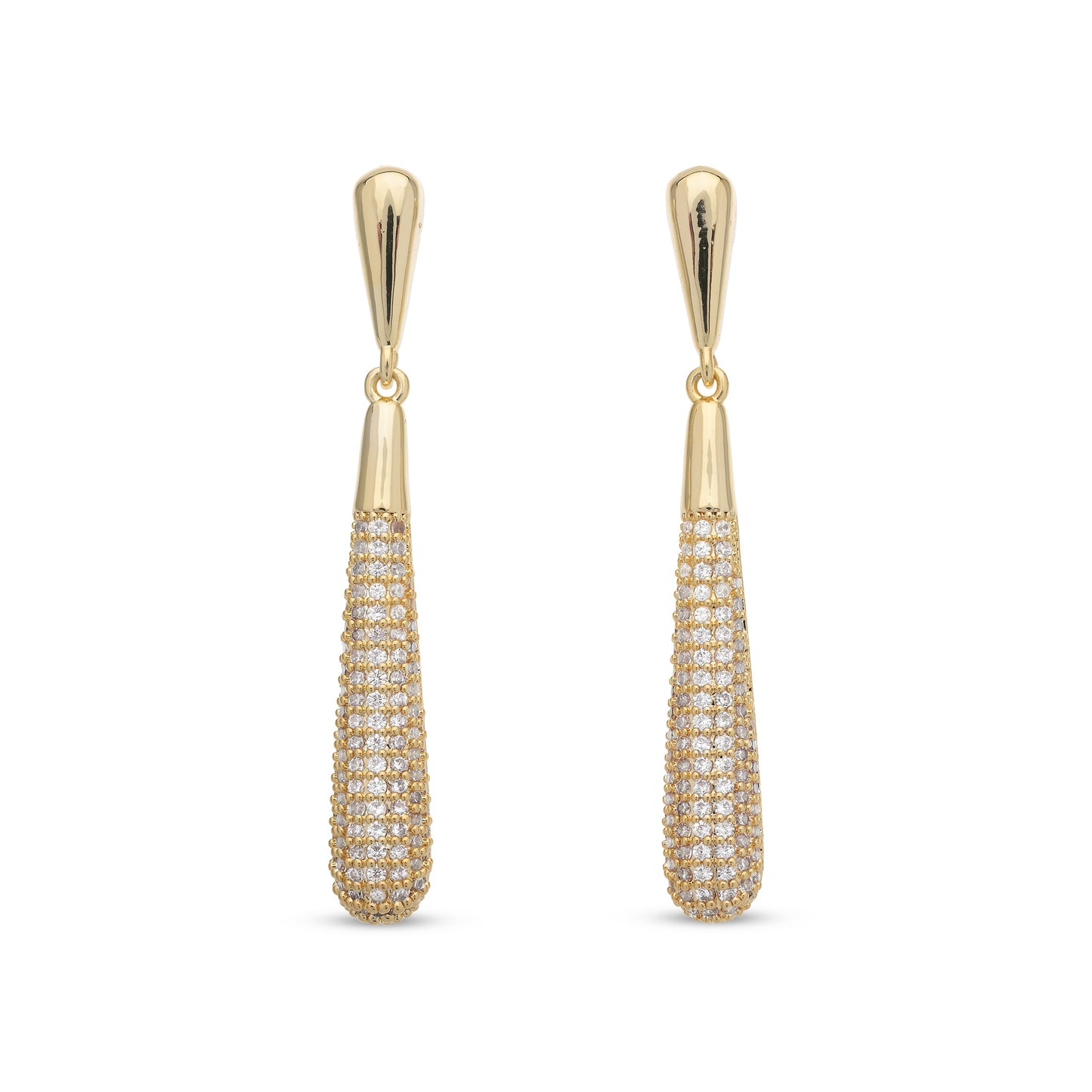 Goudkleurige druppelvorm oorbellen met strass -steentjes BEjewels
