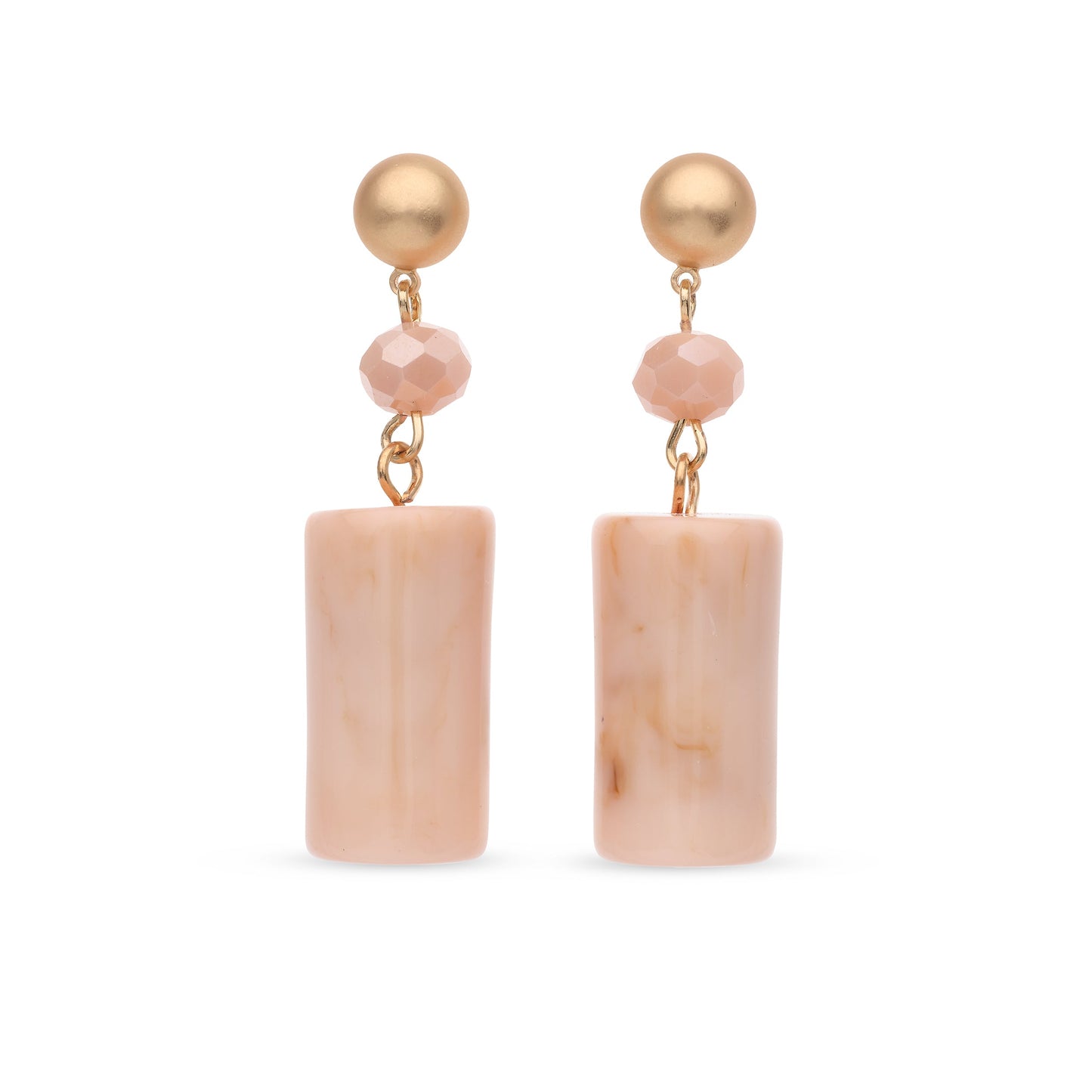 Goudkleurige oorbellen licht roze BaBeZa