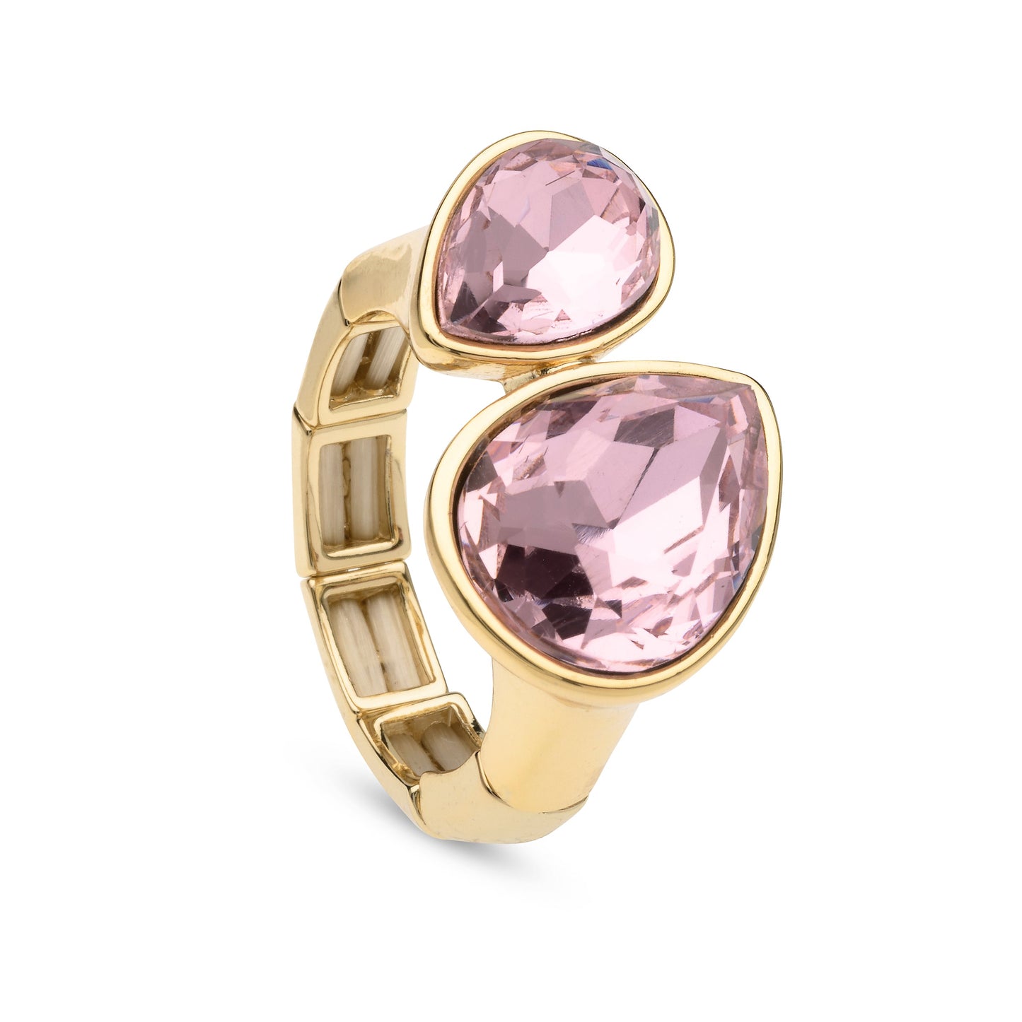Goudkleurige elastische roze ring BE jewels