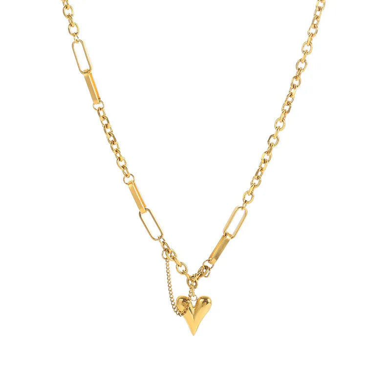 hart met schakels en fijn ketting goudkleurig