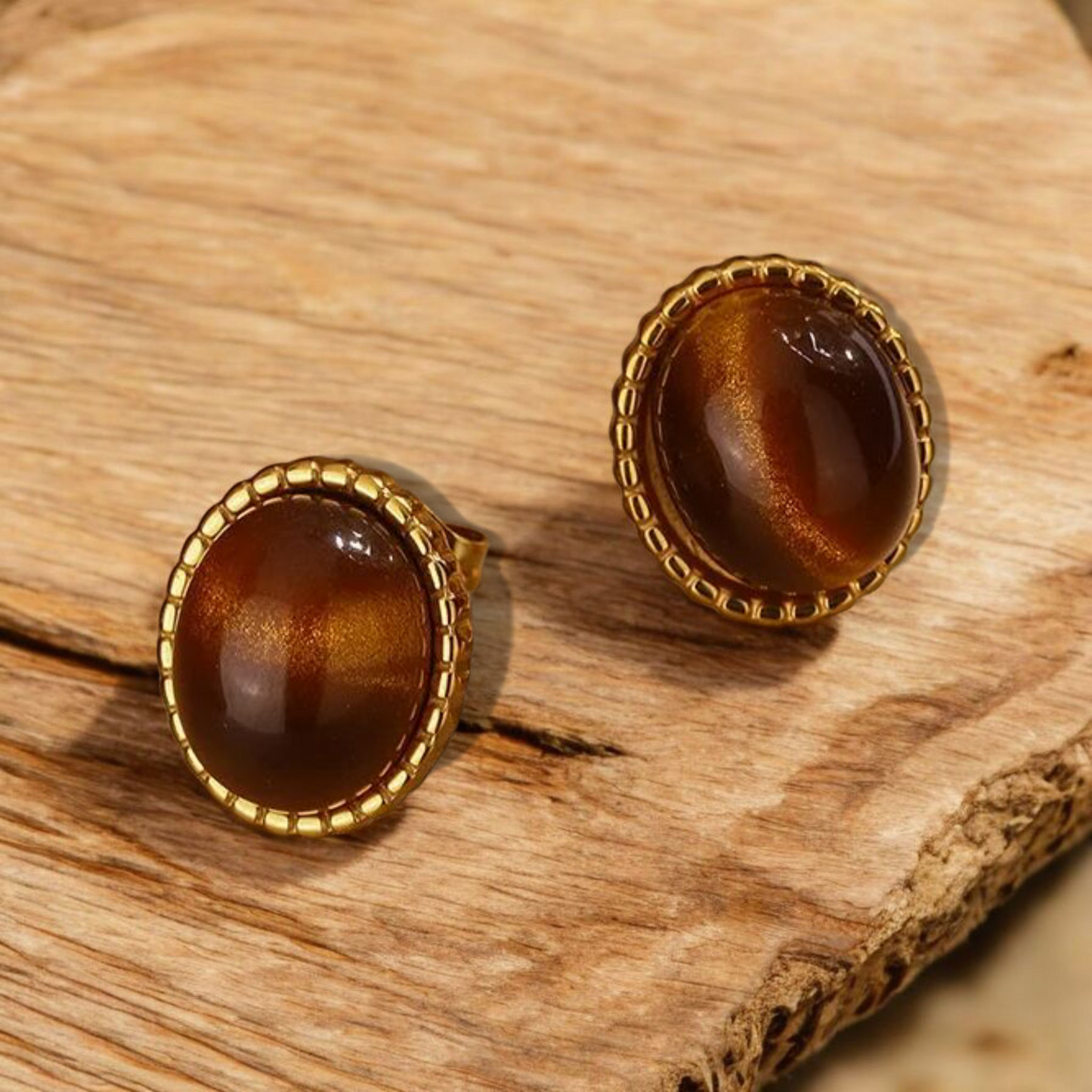 Goudkleurige set met Bruine steen Sweet 7