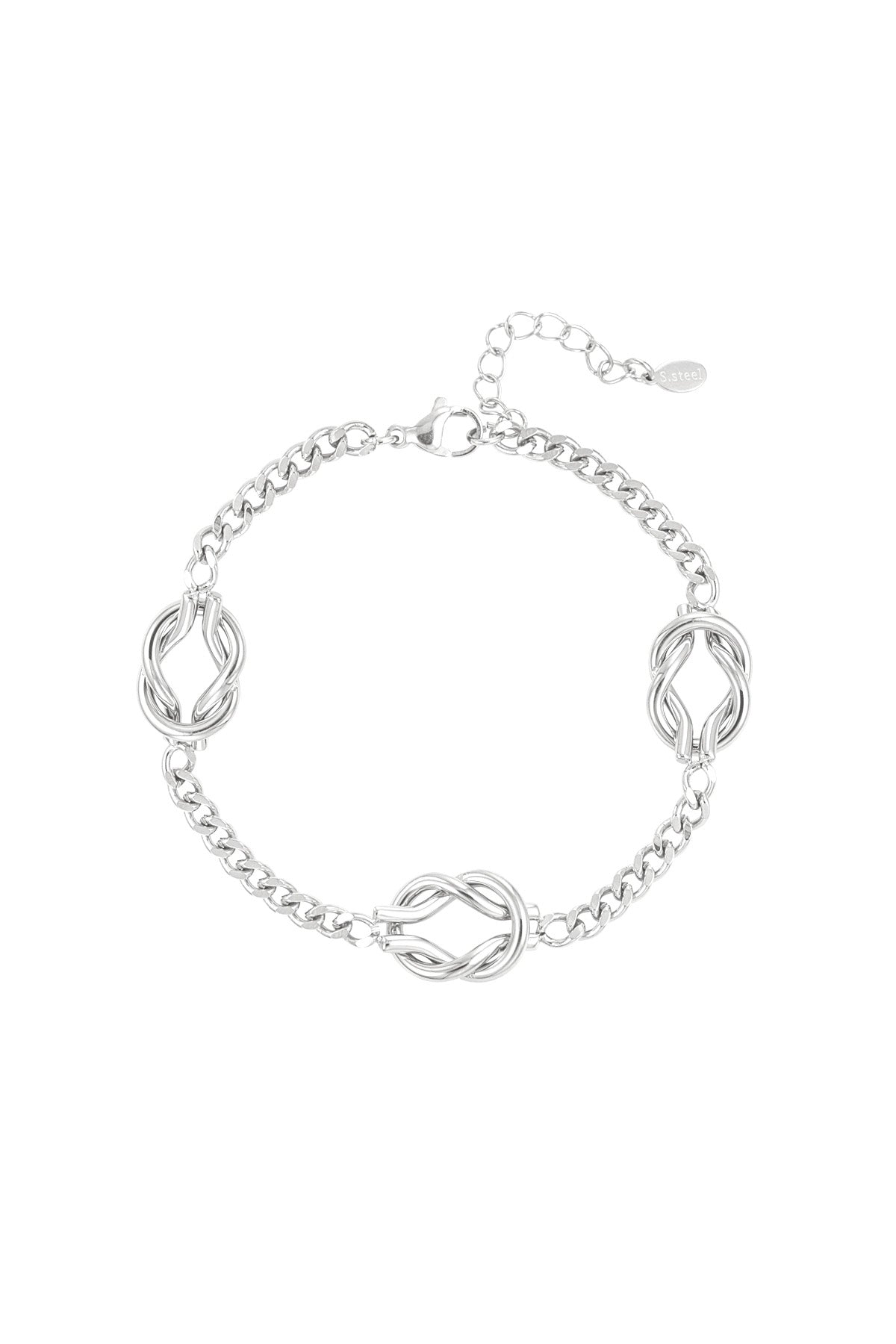 Zilverkleurige liefdes knoop armband