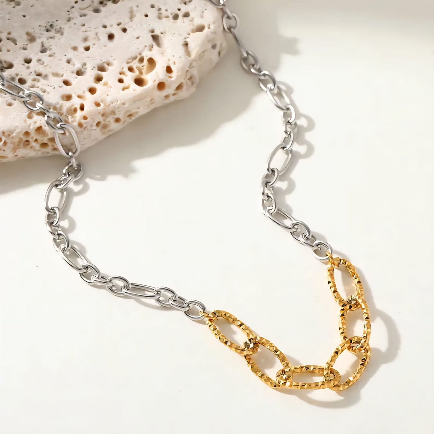 ketting goud met zilveren schakels